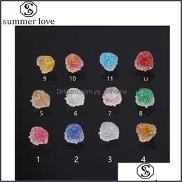 Stud Earrings Jewelry Irregar Crystal Cluster Flower Resin Mold Colorf Druzy Earring Making For Women G Dhsuj