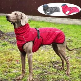 Dog Outdoor Jacket Waterproof Reflective Pet Coat Vest Winter Warm Cotton Dogs Clothing for Large Middle Dogs Labrador 201102