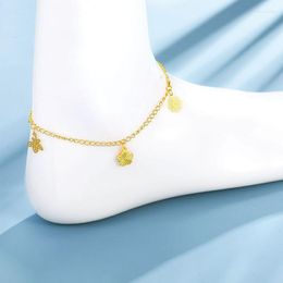 Anklets MxGxFam 28 Cm Flowers Charm Summer Anklet Bracelets For Women 24 K Pure Gold Color Lead And Nickel Free Marc22