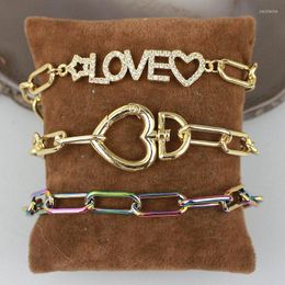 Link Chain 10pcs/lot Design Cz Bracelet Plated Heart/love Shape Component Valentine's Day Theme Jewellery Wholesale