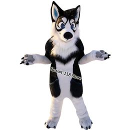 Fursuit Long-haired Husky Dog Fox Wolf Mascot Costume Fur Adult Cartoon Character Halloween Party Cartoon Set #070
