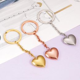 Keychains Heart Po Locket Stainless Steel Keychain Metal Keyring Mirror Polished Wholesale 10pcs