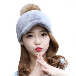 Ball Caps Sheep Fur Baseball For Women Winter Warm Luxurious Real Hats With Natural Raccoon Fashion Brand HatBall