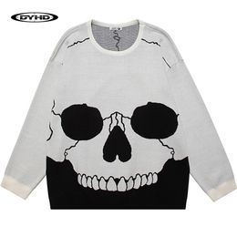 Oversized Skull Knitted Sweaters Men Streetwear Casual Loose Pullovers Autumn Winter Cotton Retro Long Sleeve Tops Unisex 220817