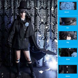 Anime Black Butler Ciel Phantomhive Funeral Cosplay Cotume Kuroshitsuji Halloween Come Fancy Party Outfit Daily Suits for Men Y220516
