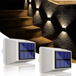 Decoration LED Solar Street Light Solar Fence Lamp IP65 Waterproof Deck Lights Auto on/Off Mode For Garden Yard Patio