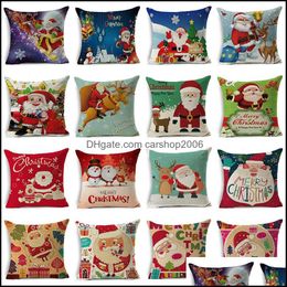 Pillow Case Bedding Supplies Home Textiles Garden Ll New Santa Claus Christmas Tree Snowman Elk Cotton Df