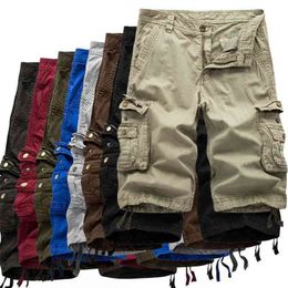 Cargo Shorts Men Summer Army Military Tactical Homme Shorts Casual Solid MultiPocket Male Cargo Shorts Plus Size 210322