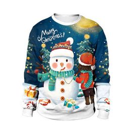 Men Women Ugly Christmas Sweater 3D Christmas Tree Gift Snowman Printed Autumn Winter Crew Neck Sweatshirt Xmas Jumpers Tops L220730