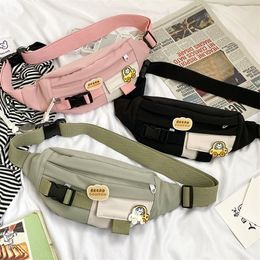 Waist Bags For Women Canvas Leisure Solid Color Fanny Pack Girls Cute Crossbody Chest Bag Belt Packs 220813