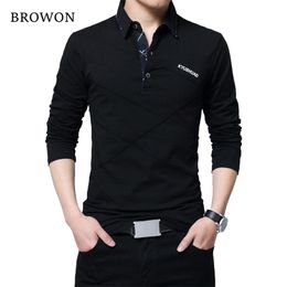 BROWON T Shirt Men Long T-shirt Turn-down Stripe Designer T-shirt Slim Fit Loose Casual Cotton T Shirt Male Plus Size T200219