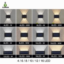 Outdoor Waterproof Solar Wall Lights convex lens Up and Down Lighting for Garden Courtyard Landscape Street Balcony Decor