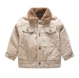 1-6Yrs Autumn Children Boys Girls Corduroy Jacket Outfits Cotton Warm Winter Baby Rabbit Plush Thick Jacket Clothing J220718