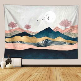 Tapestry Sunset Mountain Series Beach Towel Dormitory Decoration Family Living Room Bedroom Background Wall J220804