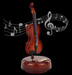 Violin Guitar Music Box with Rotating Musical Base Party Favour Instrument Miniature Creative Artware Christmas Favour Plastic