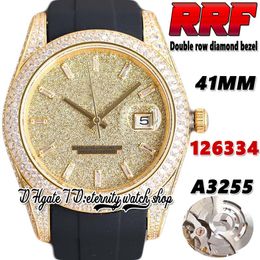 RFF Latest jh126334 A3255 Automatic Mens Watch tw126333 ew228348 Diamond inlay Stick Markers Gold Dial Steel Iced Out Diamonds Case Rubber eternity Jewellery Watches