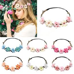 Women Girls Flower Headband Beach Party Garland Princess Wreath Wedding Bridesmaid Bride Headpiece Bohemian Hair Accessories