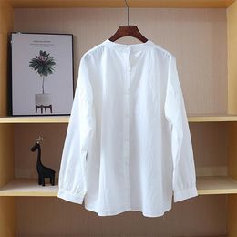Women's Blouses & Shirts Back Buttons Up Unique Boutique Lace Stitch Cotton Design White Shirt Blouse Mori Girl 2022 Spring FT582