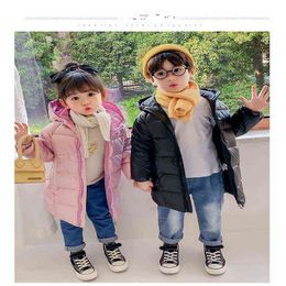 2021 New Winter Children Down Jacket Men And Women Children's Clothing Middle And Long Jacket With Thickened Caps For Middle And Sm J220718