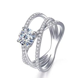 Cluster Rings Trend Women 1 Moissanite Ring 925 Sterling Silver Hypoallergenic Female Jewelry For Engagement CertifiedCluster ClusterCluster