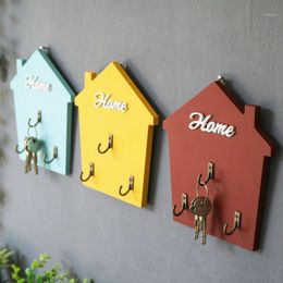 Hooks & Rails El Organizer Cute Entrance Easy Install Kindergarten House Shape Home Decor Key Hook Hallway Hanger Dropship