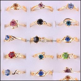 Band Rings Jewelry Wholesale 50Pcs Crystal Rhinestone Rose Gold Color Women Ring Engagement Wedding Drop Deli Dhbm6
