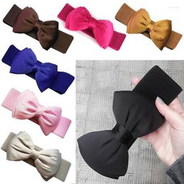 Belts Elegant Sweet Big Bow Waistband Elastic Wide Dress Stretch Designer For Women Vintage Girls Cinch BeltBelts Forb22