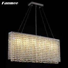 Pendant Lamps Rectangular Crystal Chandelier Lighting LED Modern Chrome Linear Hanging Lamp Home Decor For Dining Room