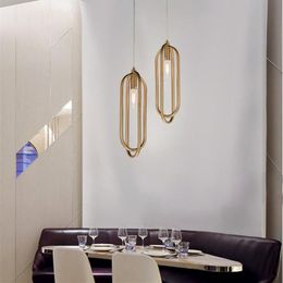 Pendant Lamps Postmodern Gold Ring Dining Room Lamp Art Creative Bar Dinner Decoration Light Iron Suspension