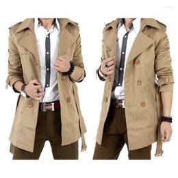 Men's Trench Coats Windbreaker Mid Long Autumn And Winter Korean Fashion Slim British Jacket Youth Viol22