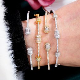 Bangle Luxury Stackable For Women Wedding Bagutte Cut Cubic Zircon Crystal CZ Dubai Bracelet Party JewelryBangleBangleBangle Lars22