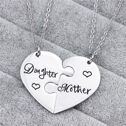 Pendant Necklaces Pcs/Set Daughter Mother Necklace Stainless Steel Heart Puzzle Pendants For Women Jewellery Mother's Day Birthday GiftPen