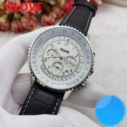 Mens Mission Runway 48MM Watch Genuine Leather Strap Wristwatches Stainless Steel Case Waterproof Calendar Multi-function Heat-resisting Business Clock