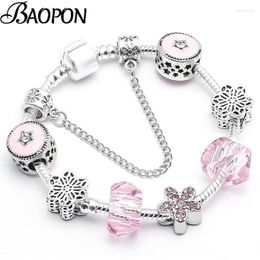 Charm Bracelets Pink Crystal & Class Beads Fits Original DIY Brand Bracelet Bangles For Women Lover Jewellery Gift DropCharm Lars22