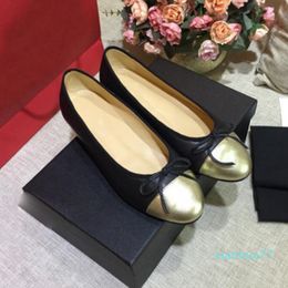 2022 Designer Flat Women Shoes Leather Buckle Office Easter Round Viscose Halloween Christmas Luxury Ladies Ballet Lace Box 34-42