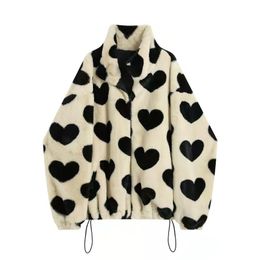 Women's Jackets Love Lamb Plush Jacket Women Spring And Autumn Loose Outer Wear All-match Stand-up Collar Drawstring Zipper Cotton