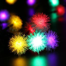 Strings 10/20/30/50M Furry Ball RGB Edelweiss Snowflake Led String Light Colourful Christmas Outdoor YearLED