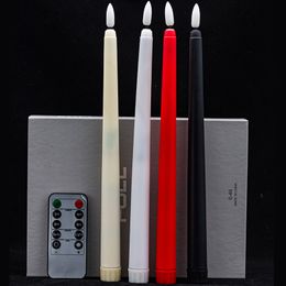 LED Candles Yellow Flickering holder mould wax Remote Plastic Flameless Remote Taper bougie For Dinner Party Decoration