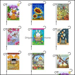Banner Flags Festive Party Supplies Home Garden Ll 47X32Cm Animal Flag Easter Rabbit Egg Double-Sided Print Diy Yard Dhgd8