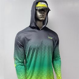 Oceanic Men's Fishing Hoodie Long Sleeve Jersey UPF 50 UV Resistant Running Fishing Wear Breathable Team Customised Fish Shirt 220812