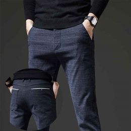 ZOENOVA Men's Pants Winter Fleece Warm Trousers Fashion Korean Casual Slim Thick For Men Black Blue Formal 220330