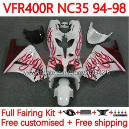 red flame Canada - Bodys Kit For HONDA RVF400R VFR400 R N35 V4 VFR400R 94-98 134No.51 RVF VFR 400 RVF400 R 400RR 94 95 96 97 98 VFR400RR VFR 400R 1994 1995 1996 1997 1998 Fairing red flames