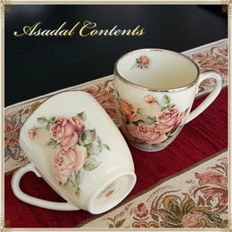 Queen Of South Korea Rose Cups Ceramic Cups Lovers Mug Simple HighGrade GoldPlated Cups Child T200506