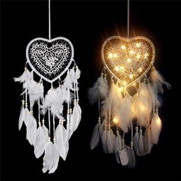 Decorative Figurines Objects & 1PC Creative Dream Catcher Hollowed Out LED Heart-shaped Warm Light Home Hanging Ornaments Decoration