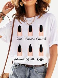 Women T Shirt Personality Nail Art Print Fun Summer Short-sleeve Harajuku Womens T-shirt 90s Girls Tee Female Tops