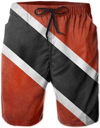 Men's Shorts Men's Swim Trunks Trinidad Grunge Flag Quick-Dry Sweat Mens With Mesh LiningMen's