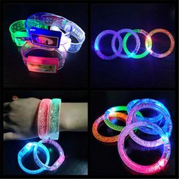 DHL LED Flash Bracelet Decompression Toy Colorful Light Up Bubble Bracelets Party Favors Light-Up Acrylic Bracelet Flashing Wristband