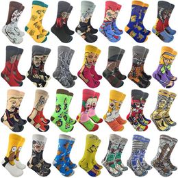 Men's Socks Men Fashion Cartoon Anime Funny Hip Hop Print Novelty Crazy Sokken Unisex Comfortable Skateboard Happy MeiasMen's