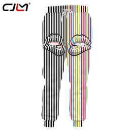 Mens Cool Drop Sweatpants 3D Printed Creative Lips Stripes Stitching Cool Clothing Man Spandex Pants 220623