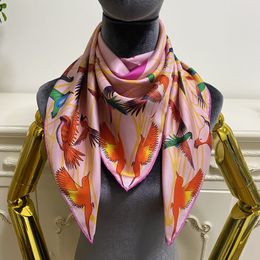 Women's square scarf scarves good quality 100% twill silk material pint letters bird pattern size 90cm- 90cm